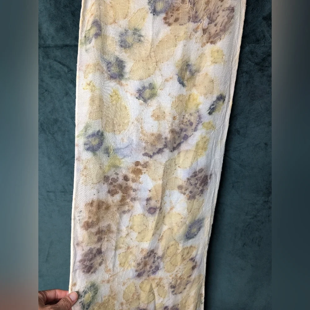 Elegant Eco-Printed Hand Dyed Natural Multicolor Scarf